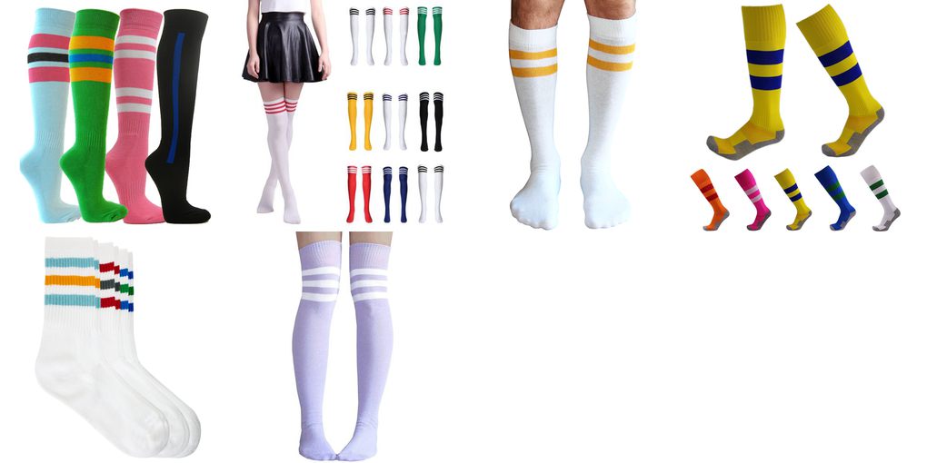 athletic tube socks with stripes